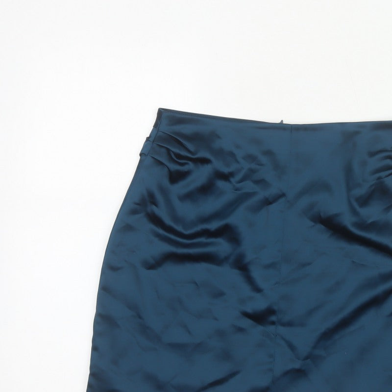 4th + Reckless Women’s Blue UK 10 Satin Mini Pencil Skirt