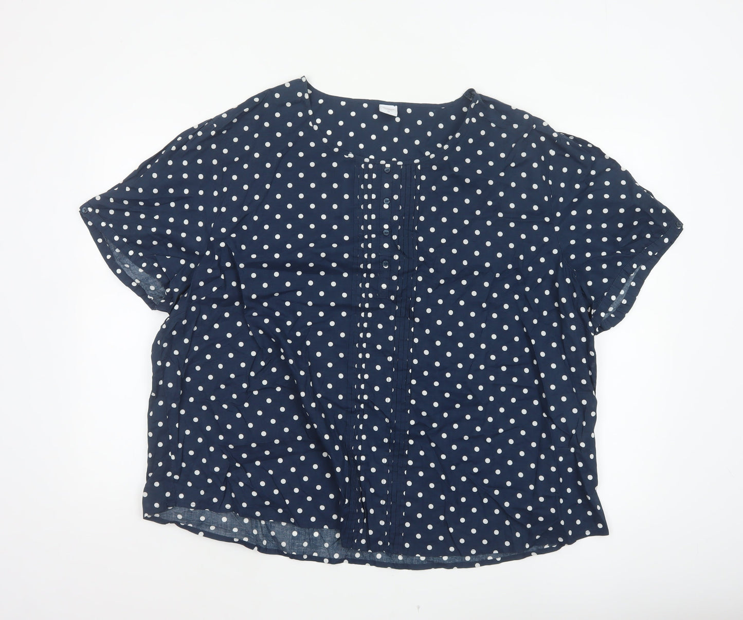 Cotton Traders Women’s Blue Polka Dot Cotton Short Sleeve Blouse UK 26