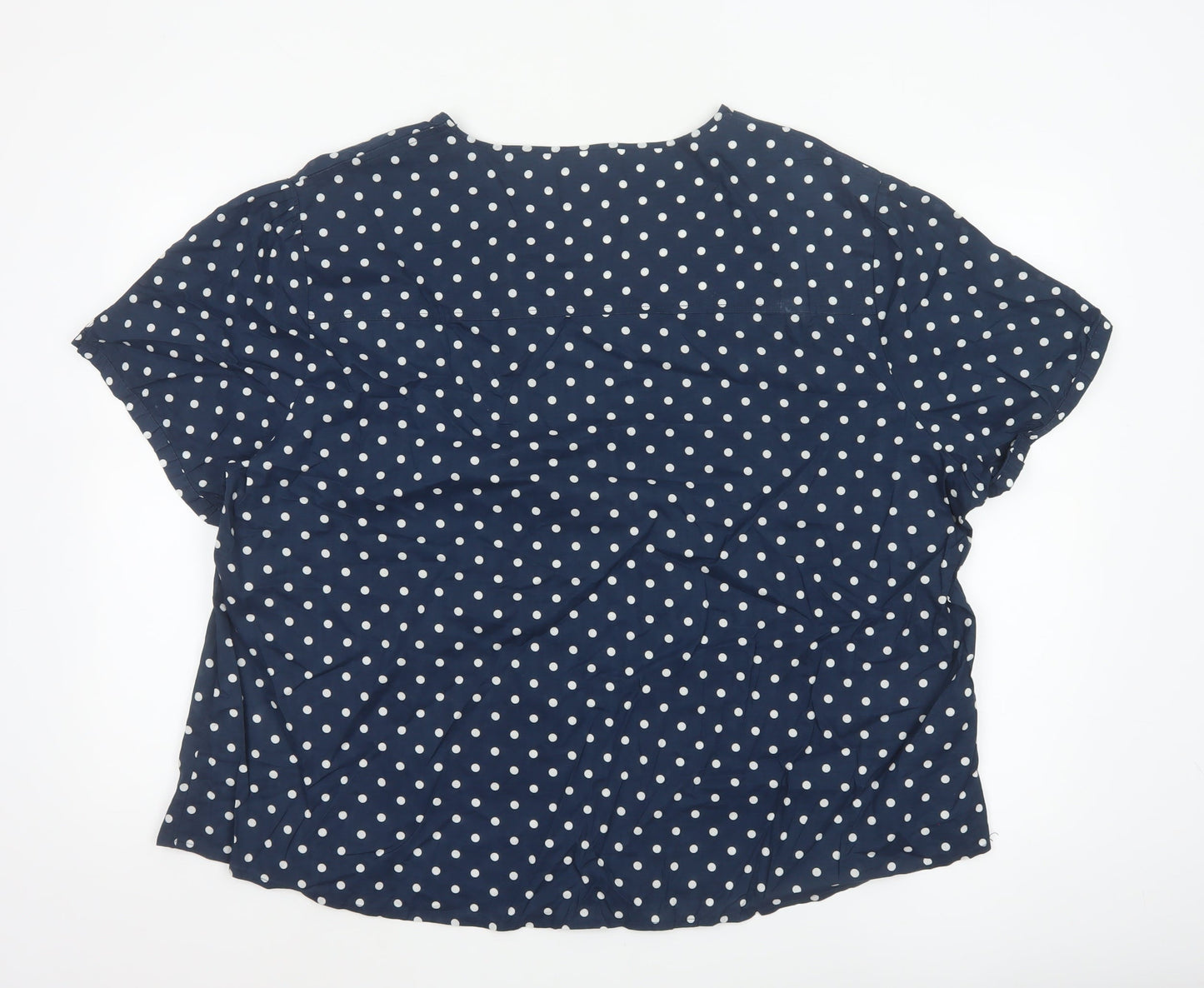 Cotton Traders Women’s Blue Polka Dot Cotton Short Sleeve Blouse UK 26