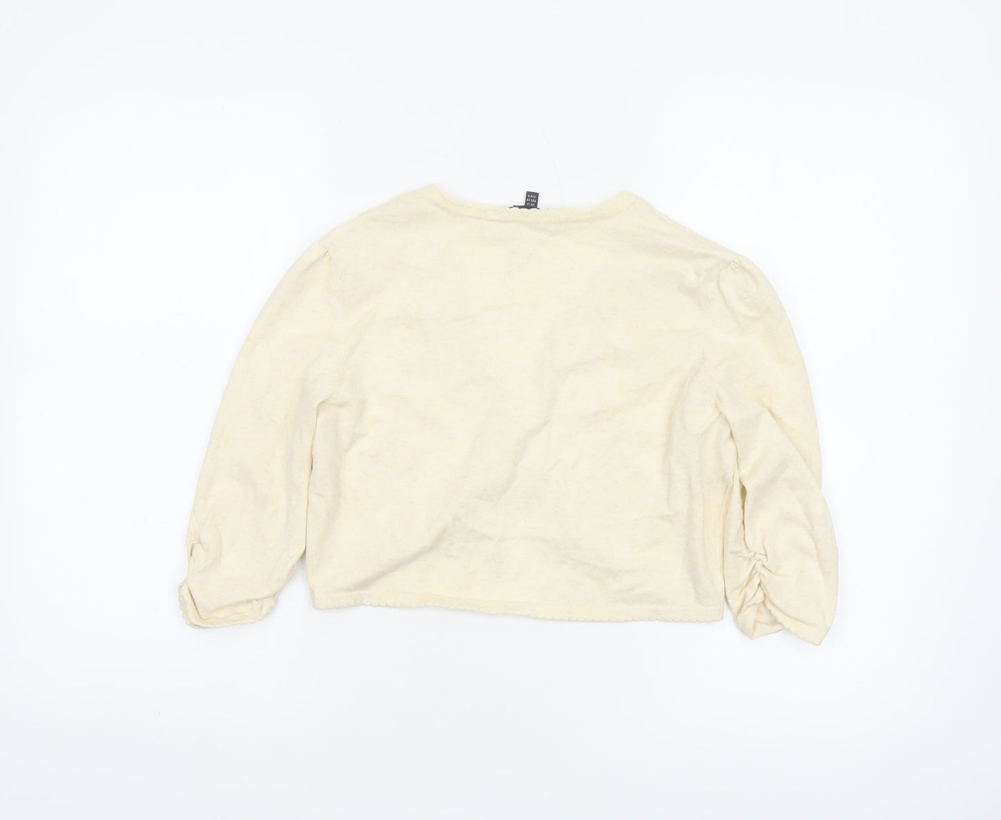 Laura Ashley Women Ivory UK 12 Cropped Button Cardigan Puff Sleeves