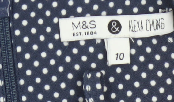 Marks and Spencer Women Blue UK 10 Alexa Chung Polka Dot Fit & Flare Dress