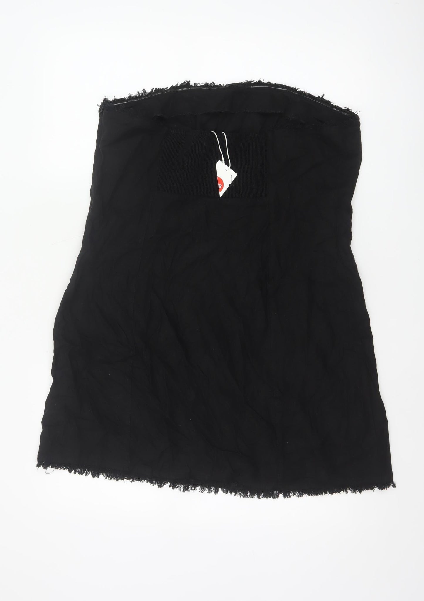 Marks and Spencer Women Black Size 16 Linen Strapless A-Line Mini Dress