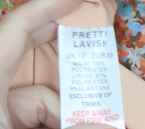 Pretty Lavish Women Multicoloured UK 10 Strapless Ruched Floral Midi Dress