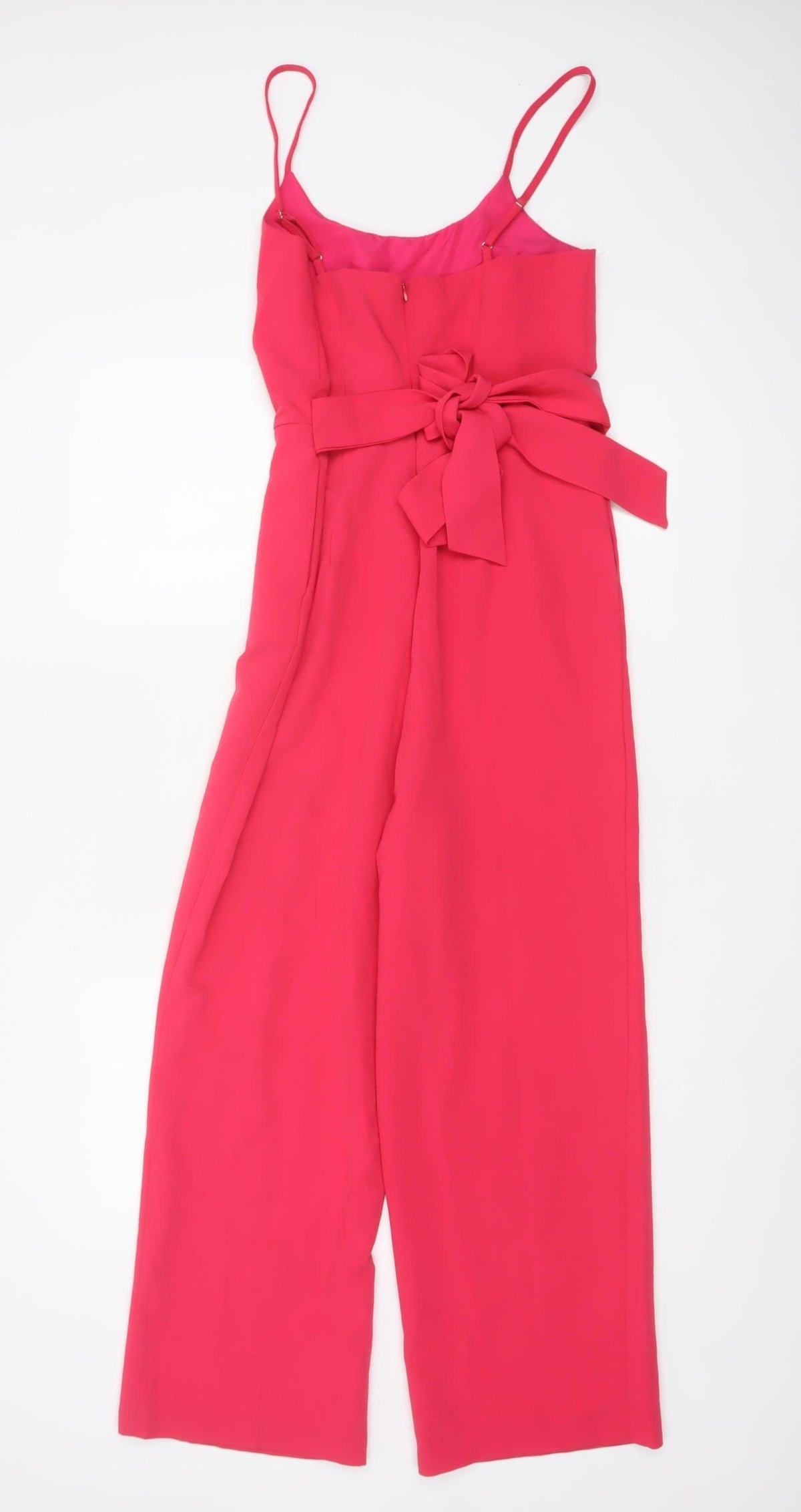 Close-up detail of Only Women Pink UK 6 Wide-Leg Belted Strappy Jumpsuit Party