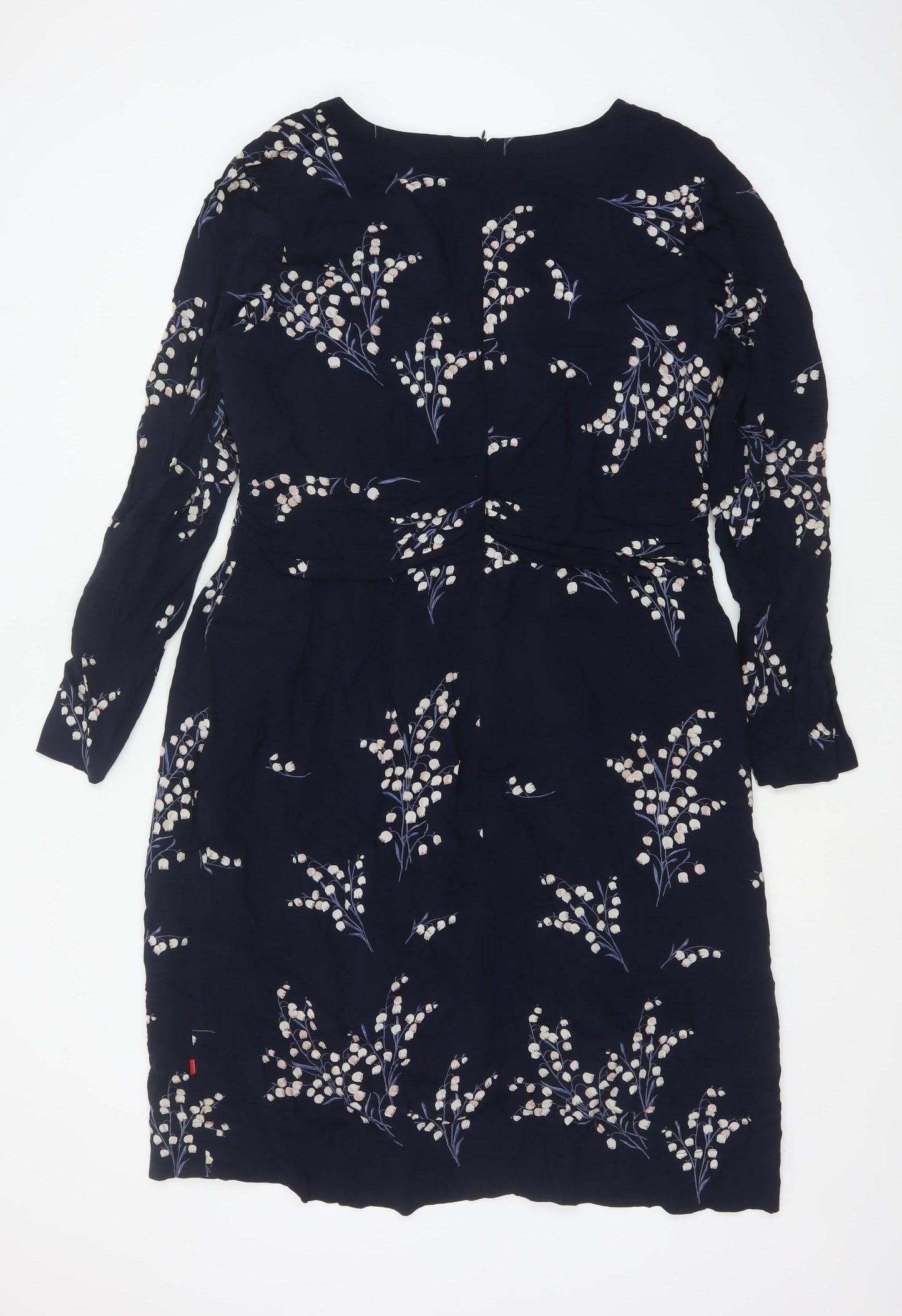 InWear Women Blue Floral Blouson Knee Length Dress UK 16 Long Sleeve