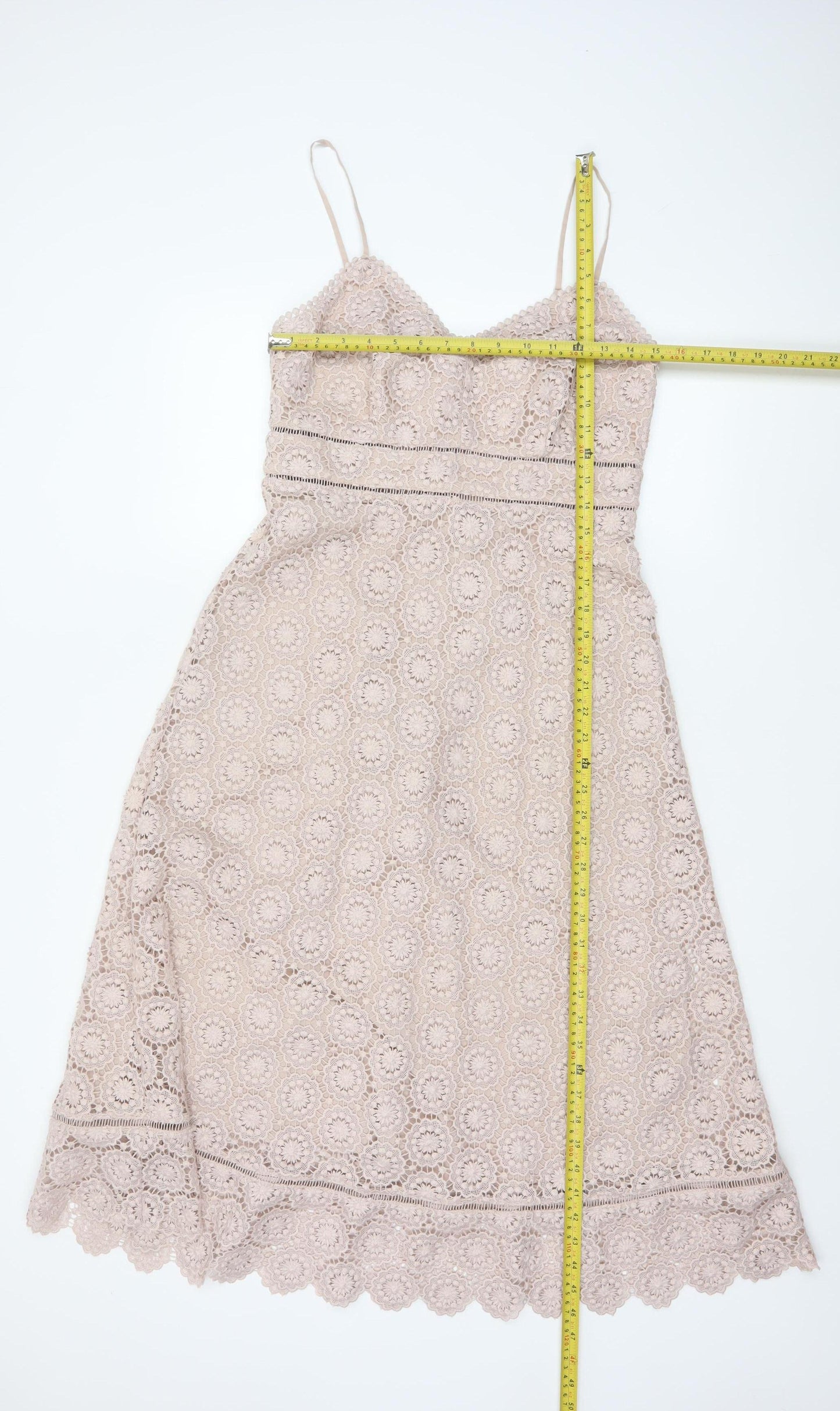 Marks and Spencer Women Beige UK 10 Lace A-Line Midi Party Dress
