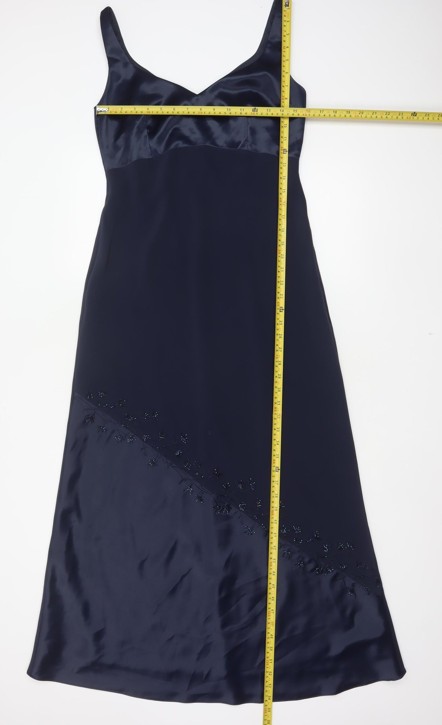 Debut Women’s Blue UK 14 A-Line Long Beaded Evening Dress