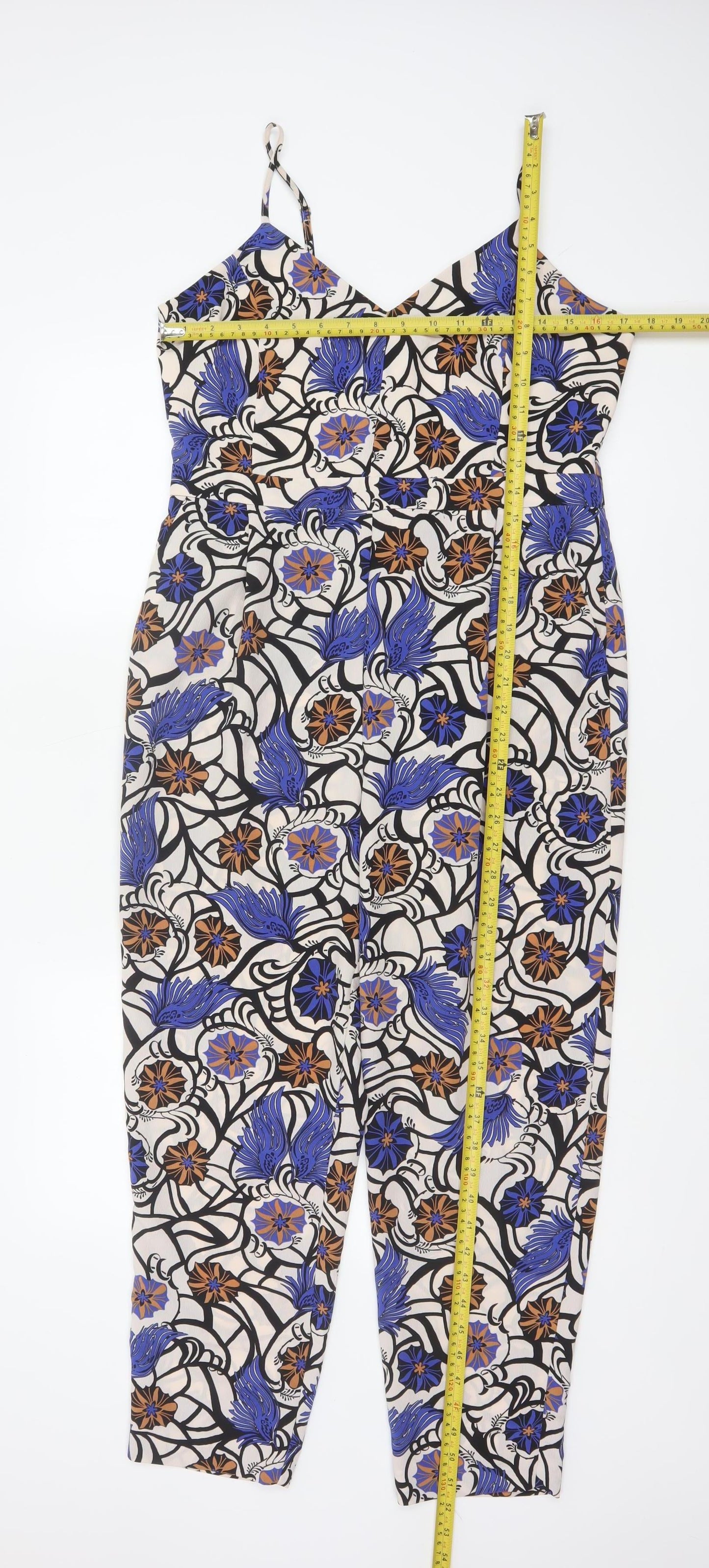 River Island Women’s Multicoloured Floral Jumpsuit UK 14 V-Neck