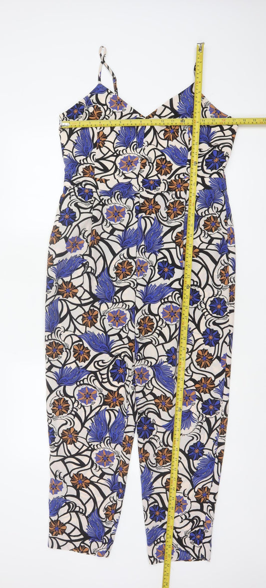 River Island Women’s Multicoloured Floral Jumpsuit UK 14 V-Neck