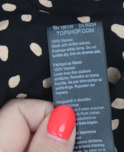 Topshop Women Black Animal Print Long Fit & Flare Dress UK 10