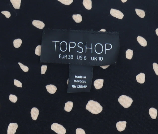 Topshop Women Black Animal Print Long Fit & Flare Dress UK 10