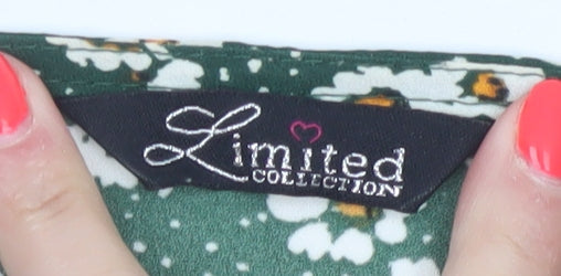 Yours Women Green Floral UK 18 Midi Fit & Flare Button Dress