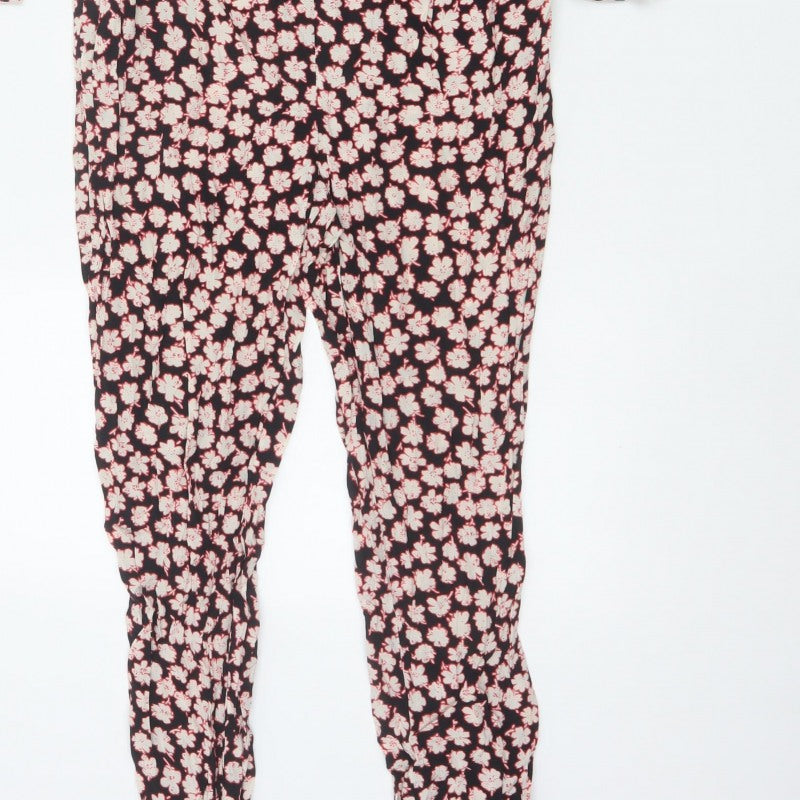 Mint Velvet Women’s Black Floral Size 8 V-Neck Tapered Jumpsuit