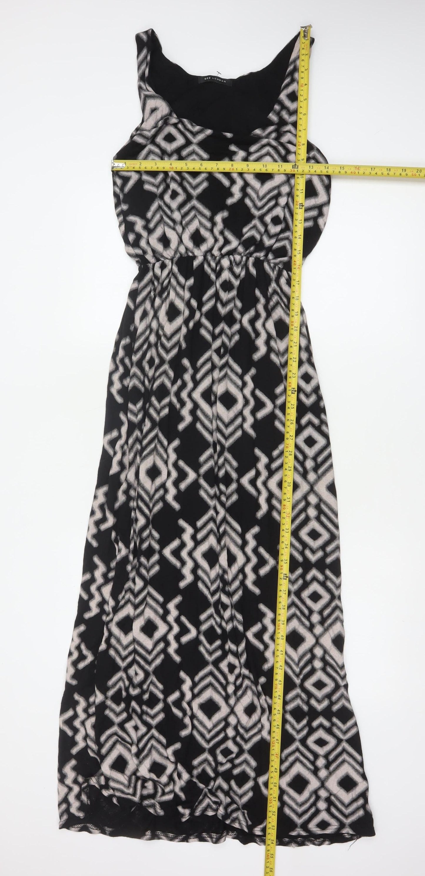 QED London Women Black Grey Aztec Geometric Maxi Dress Size S