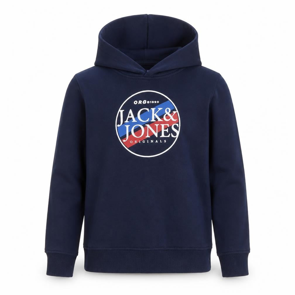 Jack & Jones Boys Navy 9-10 Years Pullover Logo Hoodie Cotton Blend