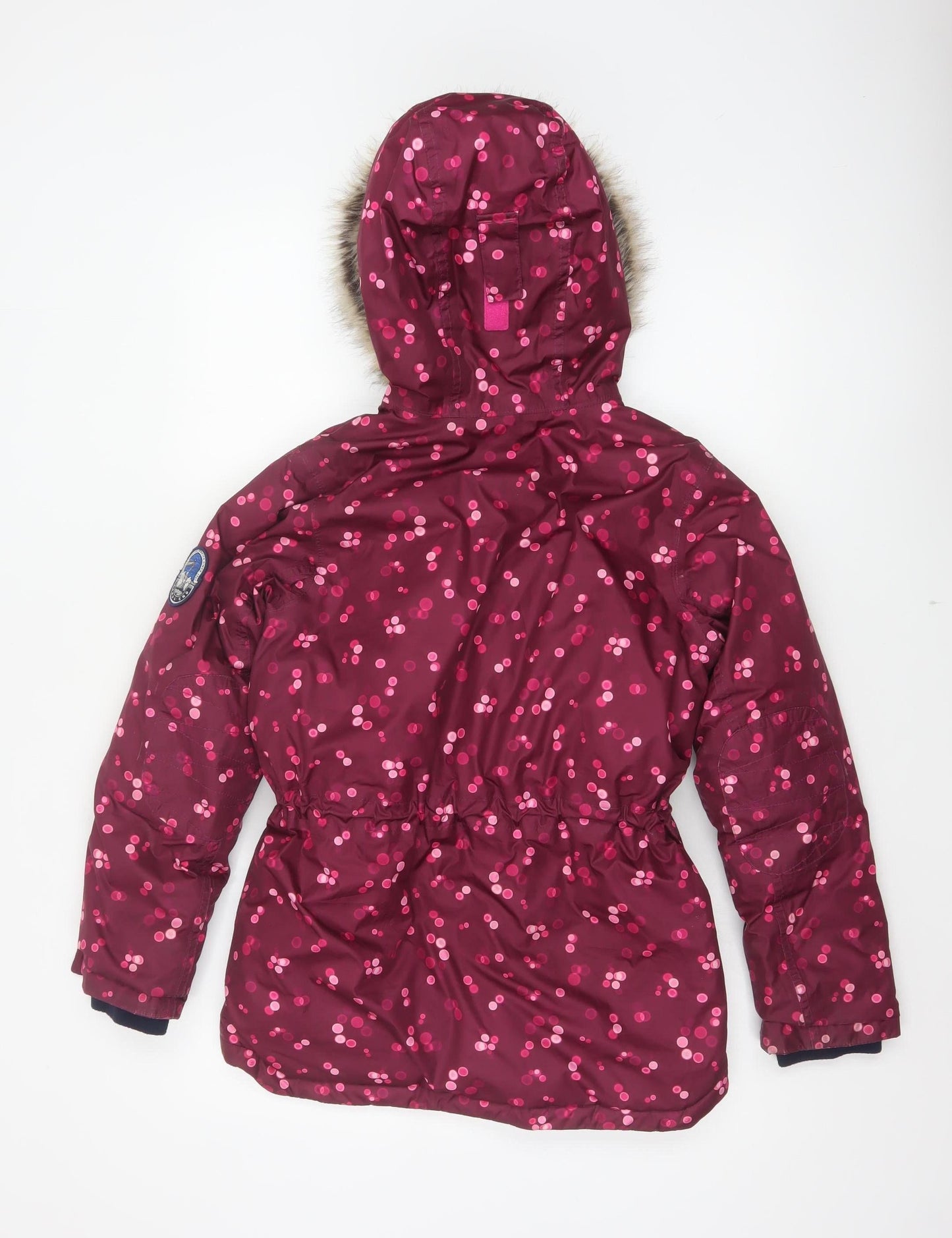 Lands' End Girls Purple 10-11 Years Parka Hooded Down Faux Fur Coat