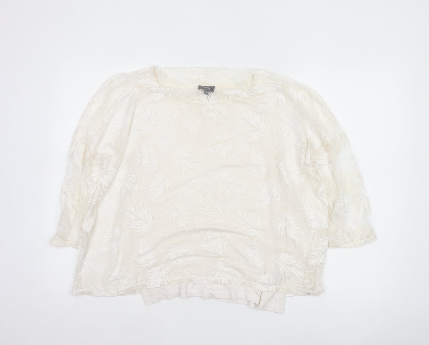Phase Eight Women Ivory UK 10 3/4 Sleeve Leaf Devore Lined Blouse
