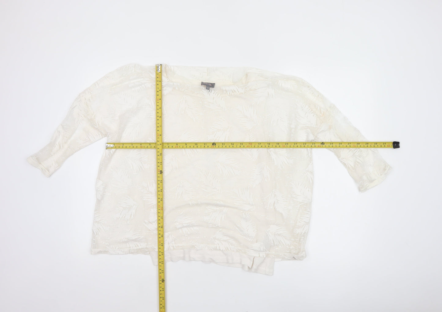 Phase Eight Women Ivory UK 10 3/4 Sleeve Leaf Devore Lined Blouse