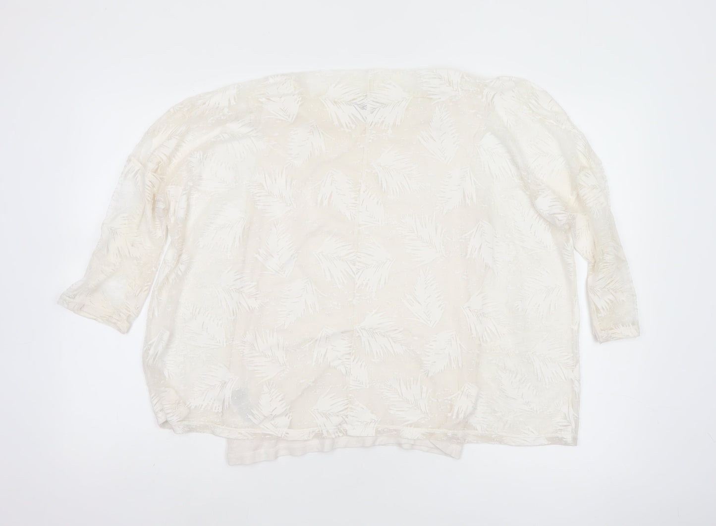 Phase Eight Women Ivory UK 10 3/4 Sleeve Leaf Devore Lined Blouse