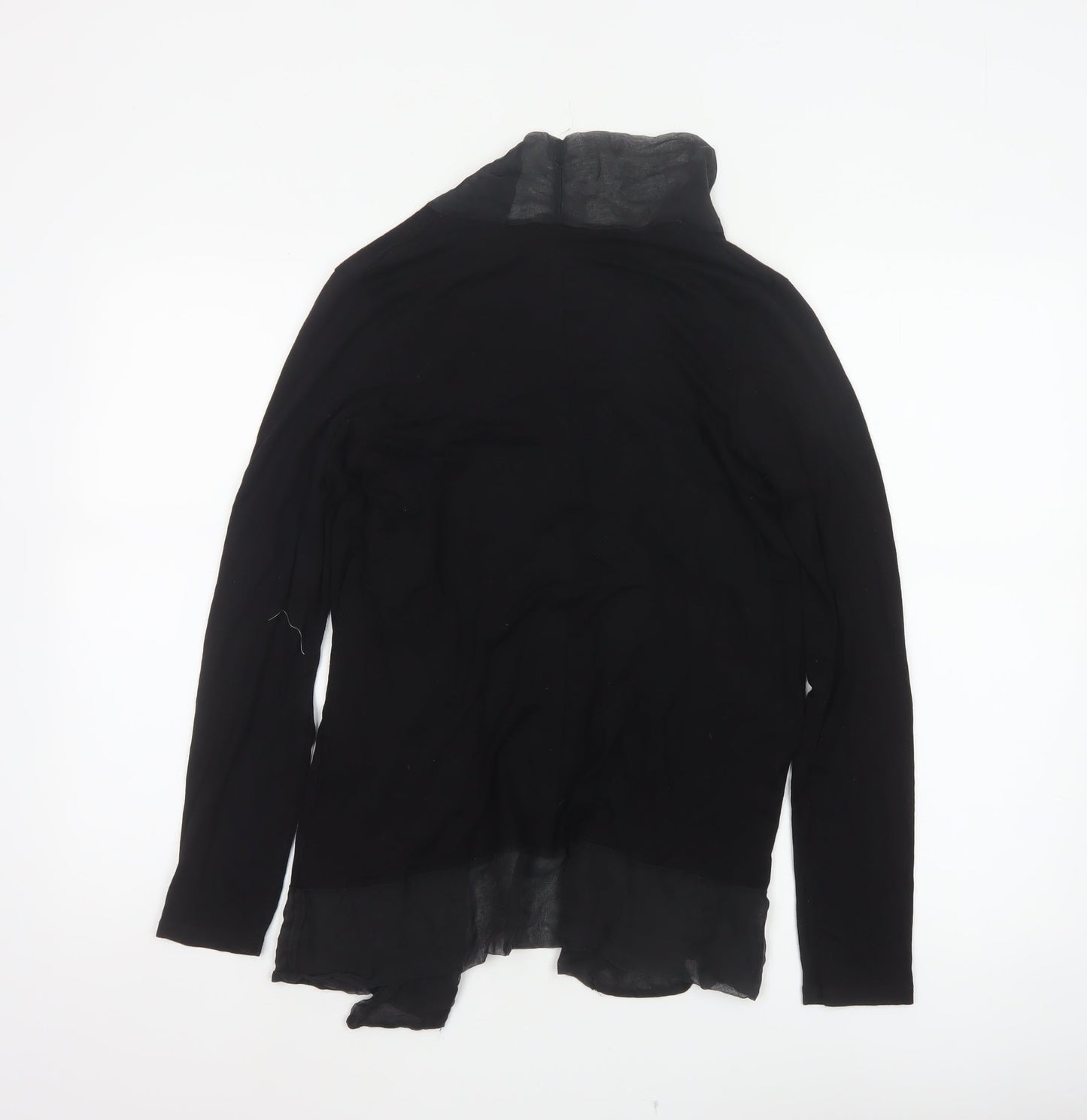 Jigsaw Women’s Black Size S Ruffle Open Front Long Sleeve Viscose Blouse