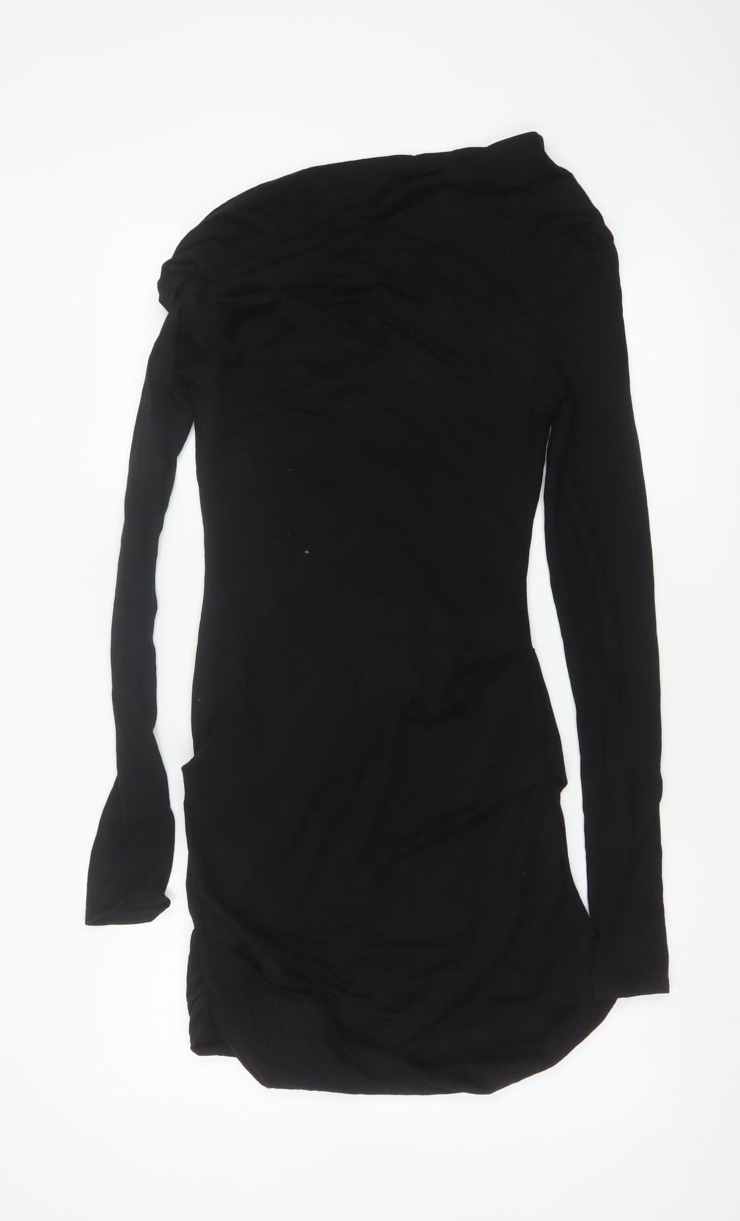 Paris Georgia Women Black M Merino Wool One Shoulder Bodycon Mini Dress