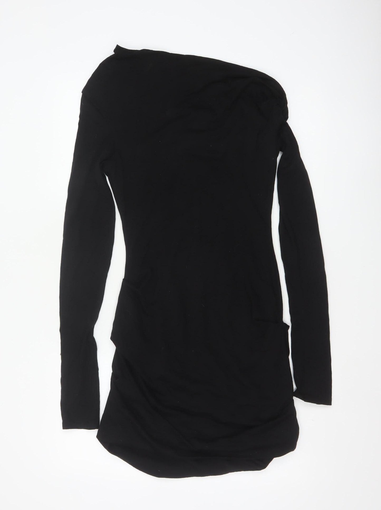 Paris Georgia Women Black M Merino Wool One Shoulder Bodycon Mini Dress
