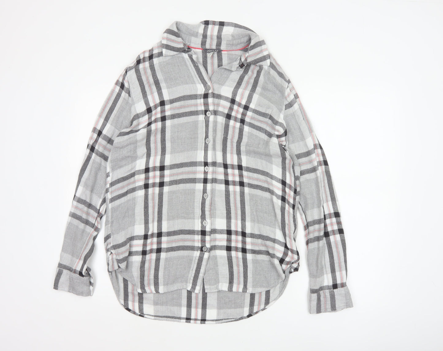Joules Women Multicoloured UK 14 Basic Plaid Viscose Roll Tab Shirt