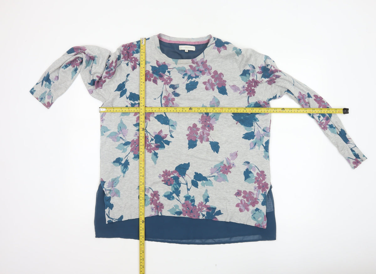 RJR.John Rocha Women Grey Floral Knit Layered Jumper UK 14