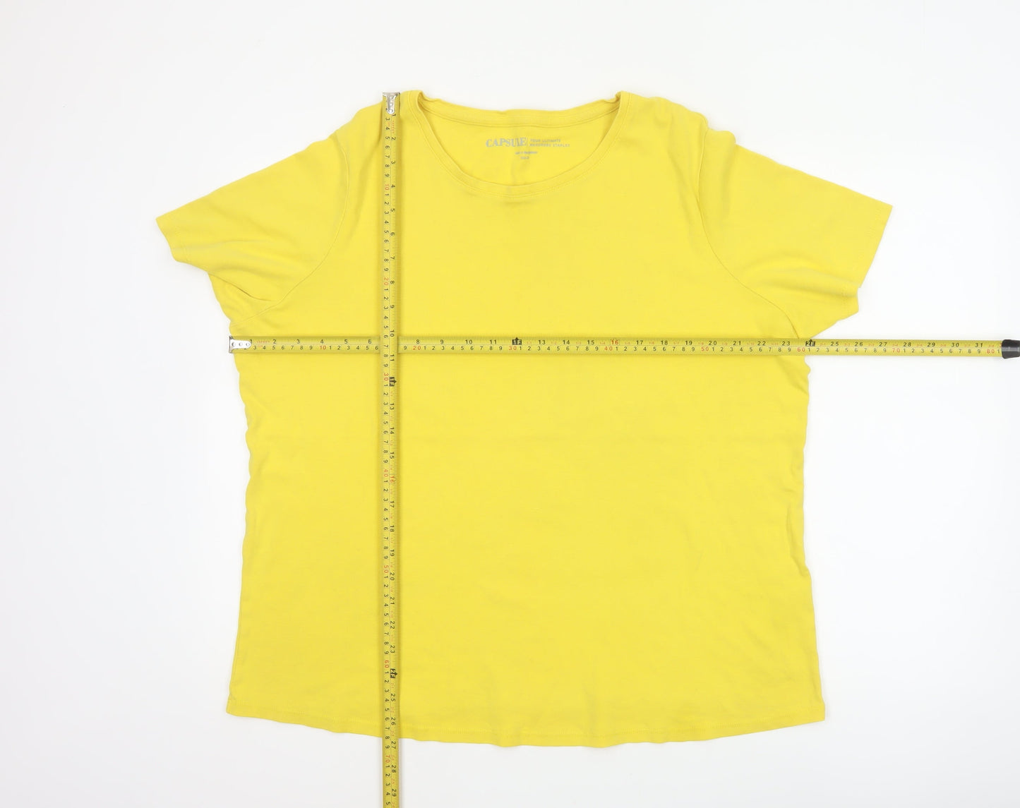 Capsule Women Yellow Size 20 Basic Cotton Crew Neck T-Shirt