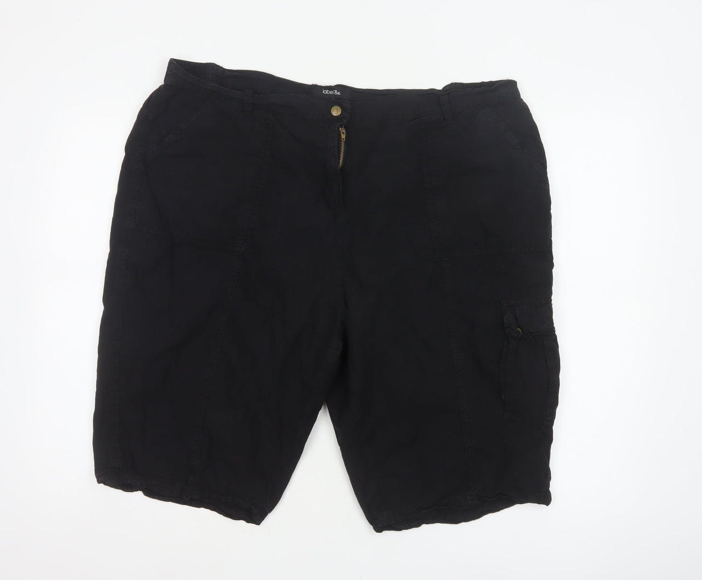 labelBe Women’s Black UK 22 Cotton Cargo Shorts Pockets