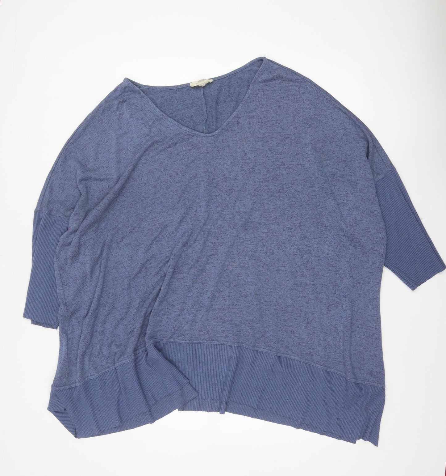 Aveology Women Blue Plus Size 34 Relaxed V-Neck Tunic Top