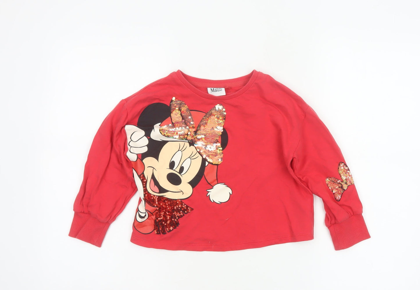 Next Girls Red 5 Years Minnie Mouse Sequin Long Sleeve T-Shirt