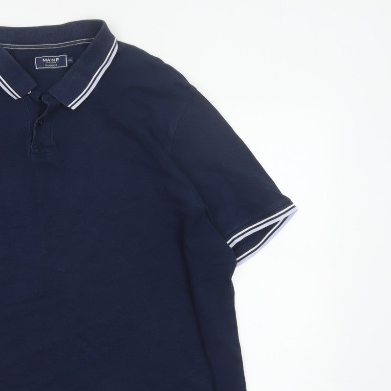 Additional view of Maine Men’s Blue 2XL Classic Short Sleeve Contrast Trim Polo Shirt