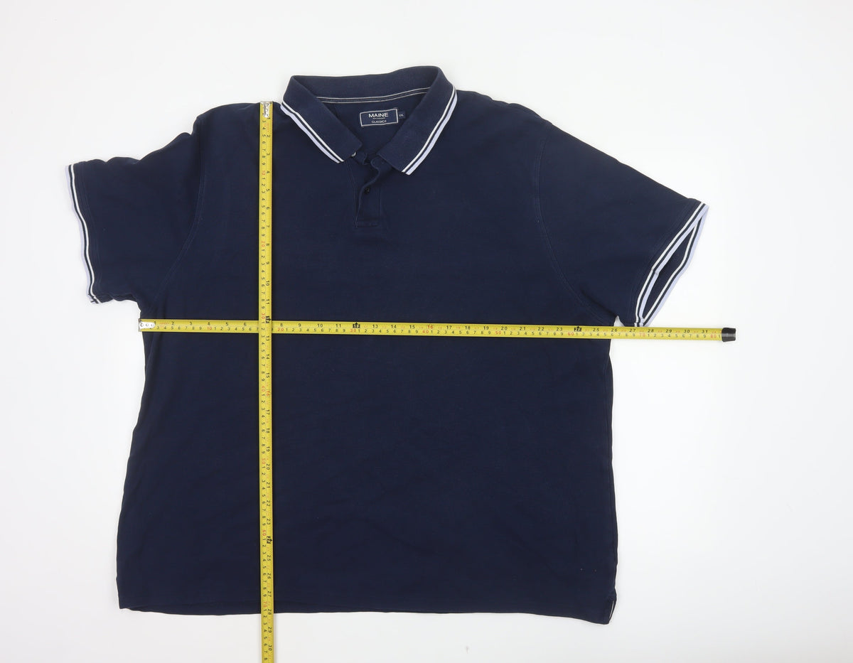 Close-up detail of Maine Men’s Blue 2XL Classic Short Sleeve Contrast Trim Polo Shirt