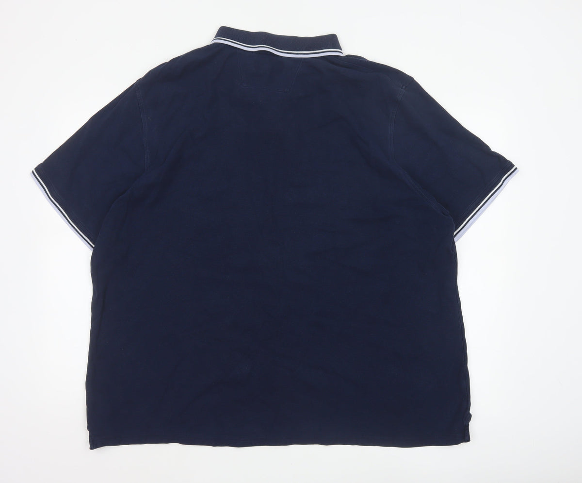 Brand and care label for Maine Men’s Blue 2XL Classic Short Sleeve Contrast Trim Polo Shirt