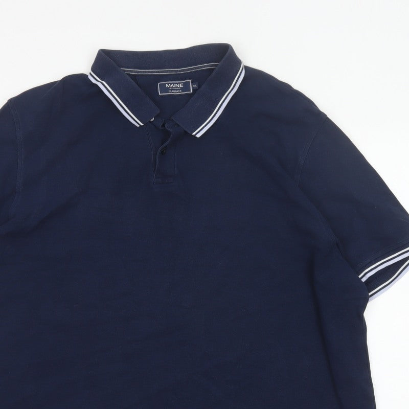 Additional view of Maine Men’s Blue 2XL Classic Short Sleeve Contrast Trim Polo Shirt