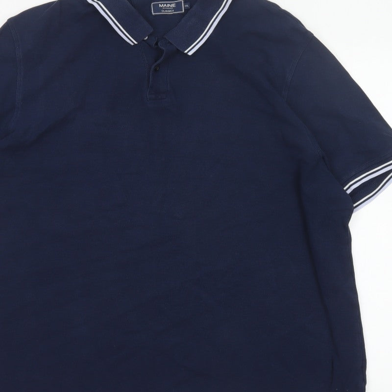 Additional view of Maine Men’s Blue 2XL Classic Short Sleeve Contrast Trim Polo Shirt
