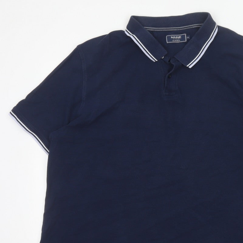 Additional view of Maine Men’s Blue 2XL Classic Short Sleeve Contrast Trim Polo Shirt