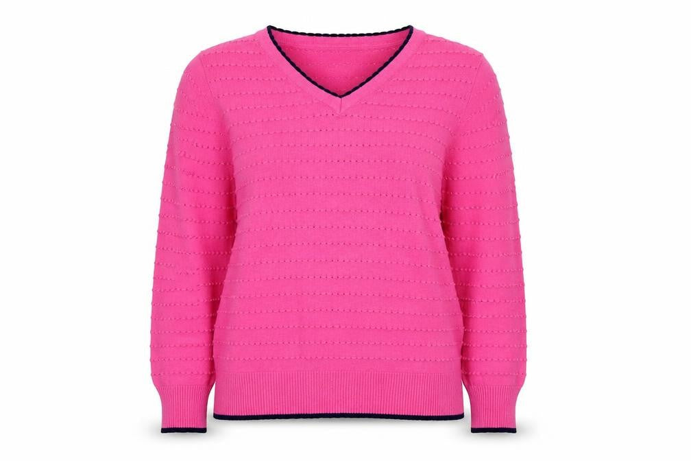 Jessica Graaf Women Pink Cotton V-Neck Open Knit Jumper Size M