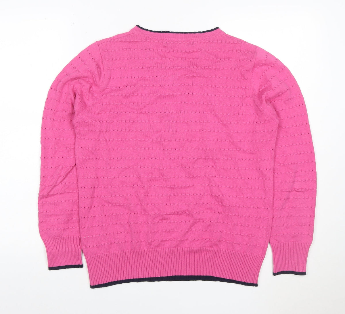 Jessica Graaf Women Pink Cotton V-Neck Open Knit Jumper Size M