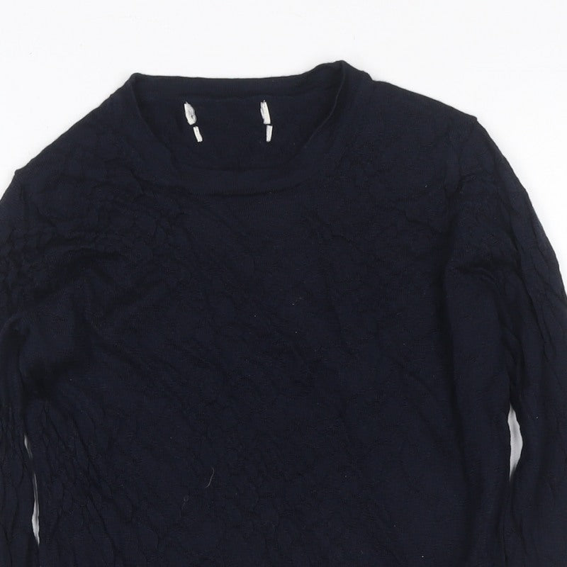 Marks and Spencer Women's Blue UK 6 Cable Knit Crew Neck Jumper