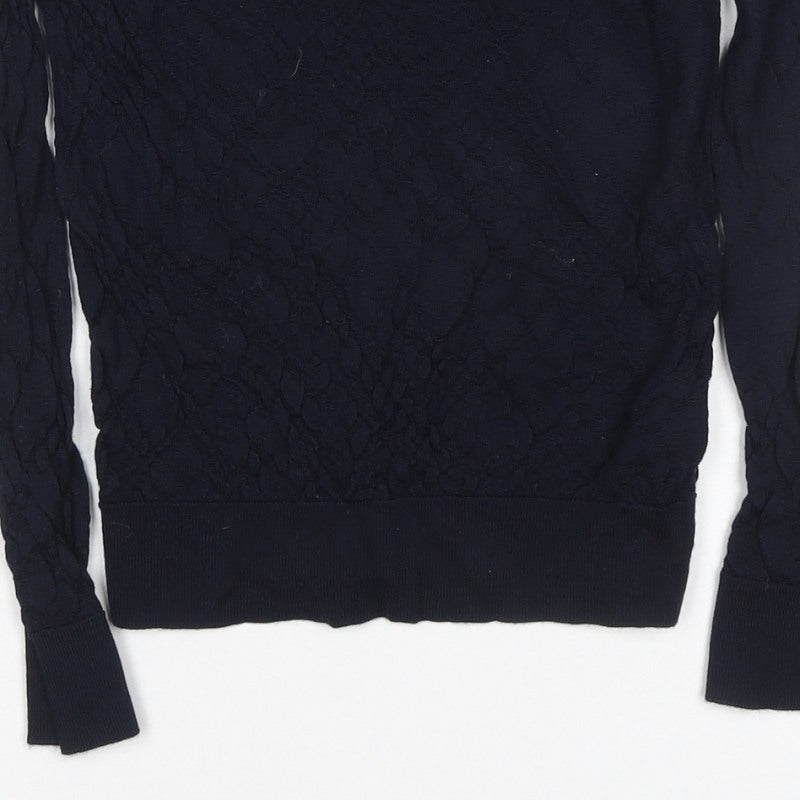 Marks and Spencer Women's Blue UK 6 Cable Knit Crew Neck Jumper