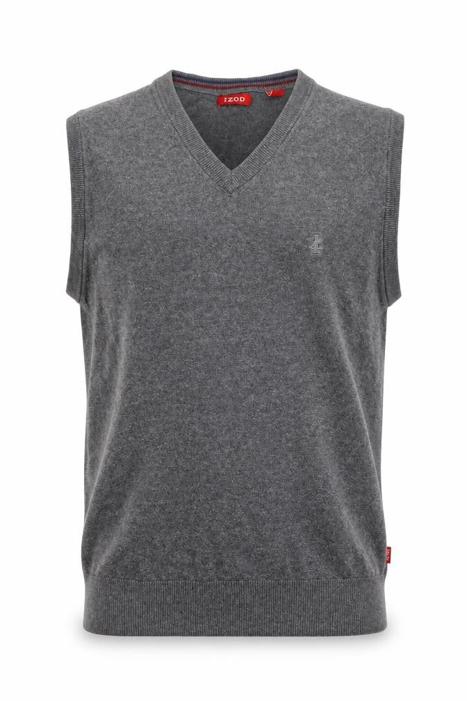 IZOD Men’s Grey Cashmere V-Neck Knit Logo Sweater Vest Size M