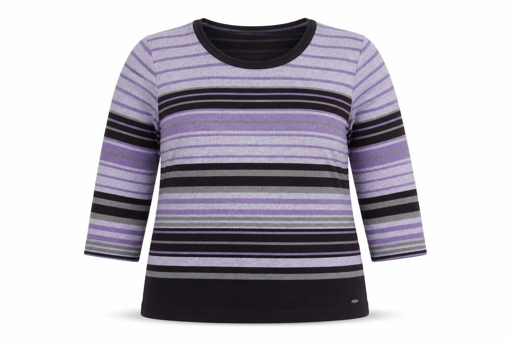 TIGI Women’s Purple Striped Knit Jumper Size 16 3/4 Sleeve