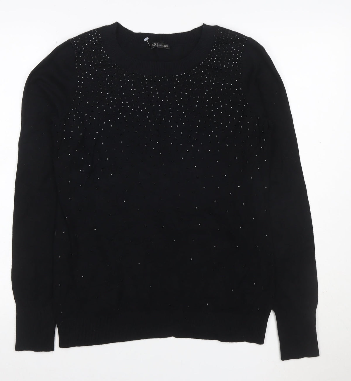 Express Women’s Black L Rhinestone Crew Neck Knit Jumper