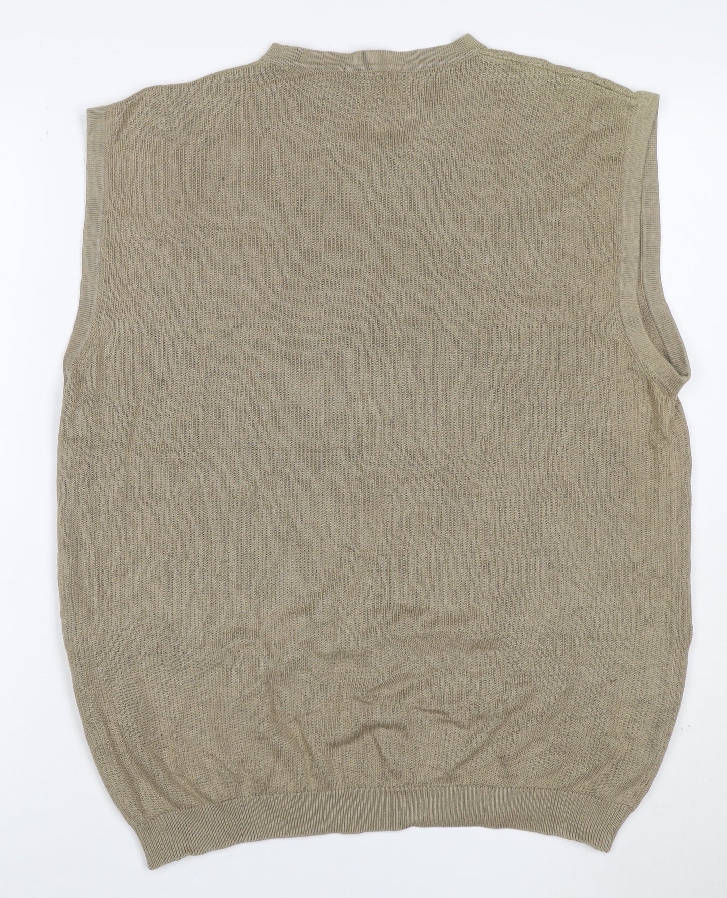 Nautica Men’s Beige XL Silk Cotton V-Neck Knit Jumper Vest