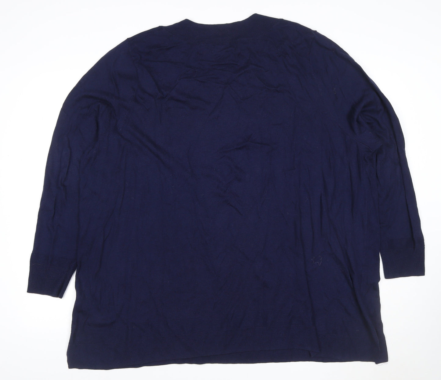 Evans Women’s Navy V-Neck Cotton Blend Knit Jumper UK 26