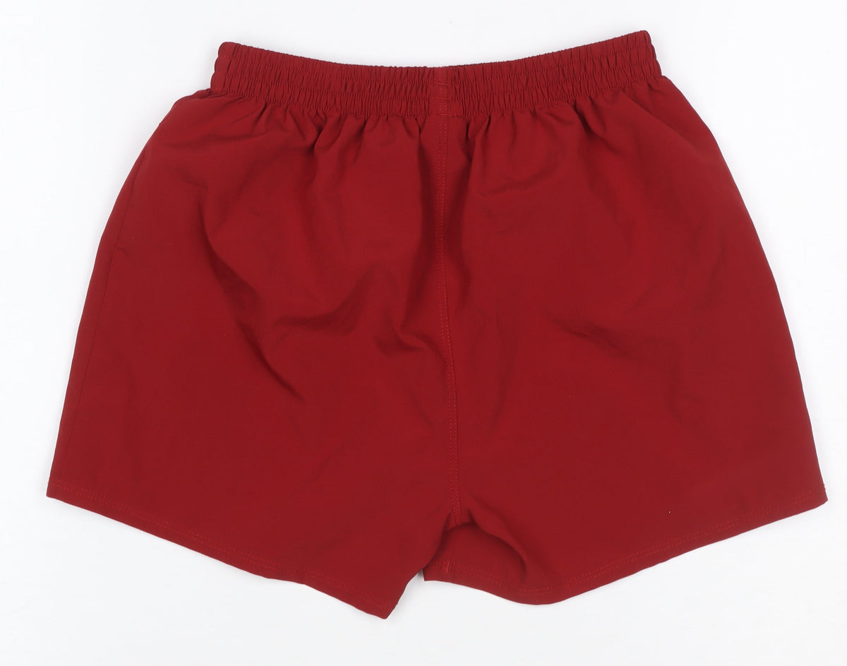 Back view of New Balance boys’ red 6-7 years athletic liverpool fc football shorts