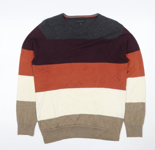 Volcom Men's Multicoloured S Colour Block V-Neck Knit Pullover Jumper