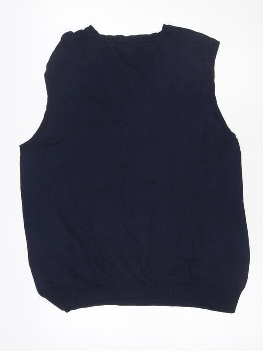 Croft & Barrow Men's Navy Argyle V-Neck Knit Vest Size L Rayon Blend